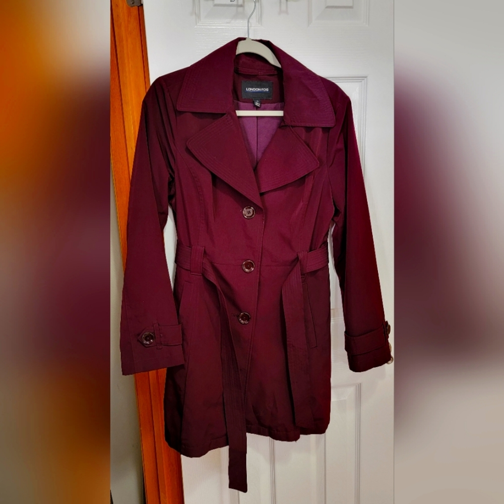 Maroon London Fog trench coat